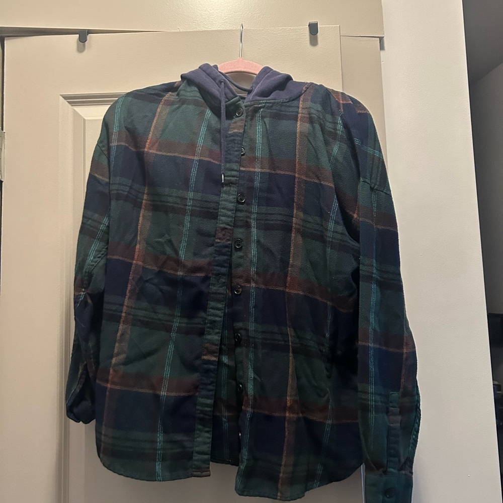 Flannel shirt hooded